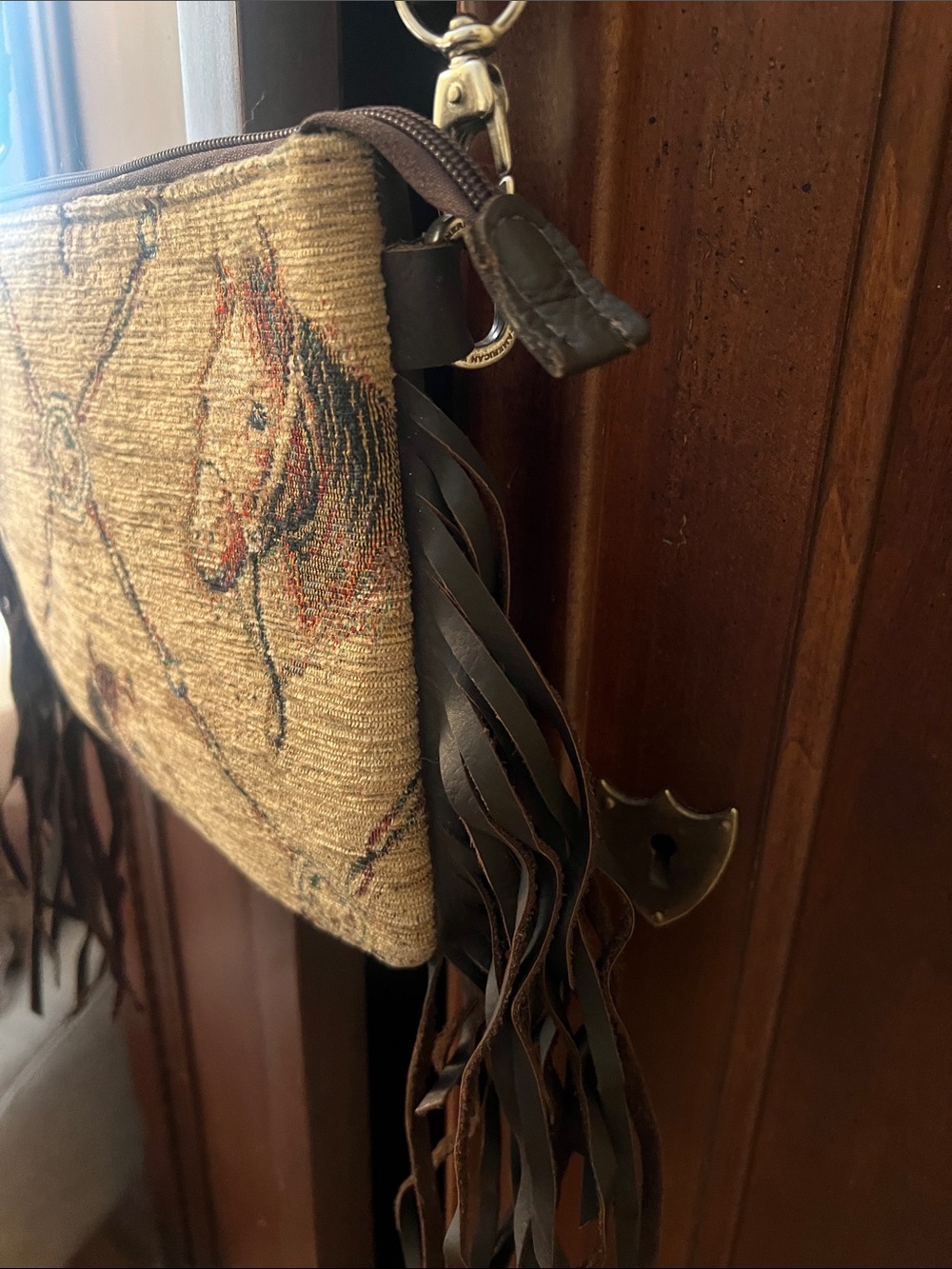 AMERICAN WEST Fringed Horses Handbag - Picture 3 of 8